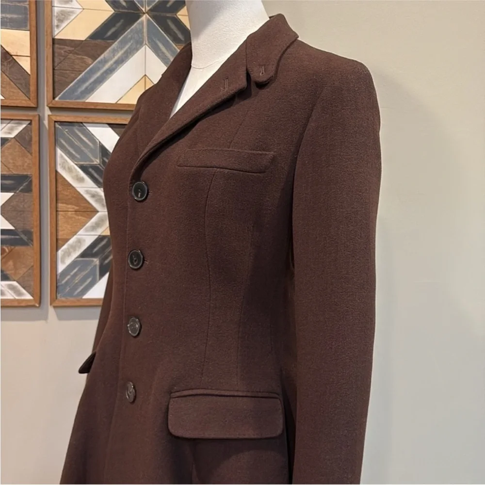 Vintage Ralph Lauren Collection Flared Wool Cashgora Blend Coat Brown 6 NWT